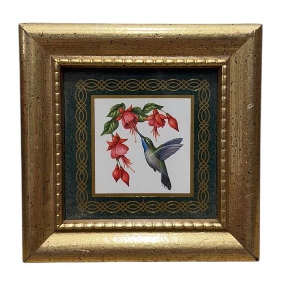 Vintage 1996 Heartfelt Collection Hummingbirds Blue Throat Framed Miniature - Picture 1 of 7
